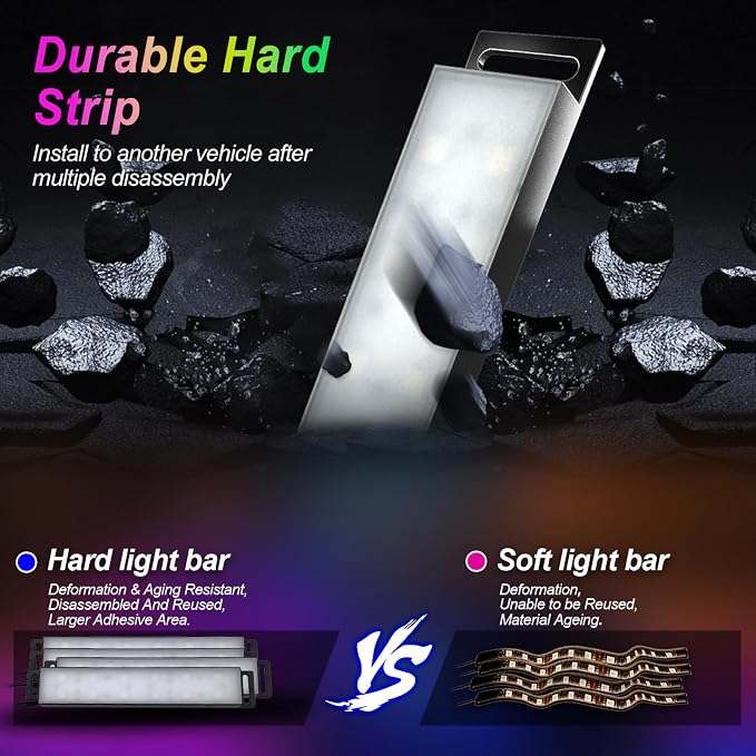YiLaie LED Car Lights Interior Accessories with App & Control Box Under Dash Footwell Neon Internal Lighting Kit Inside for Trucks, Cigarette Lighter DC 12V