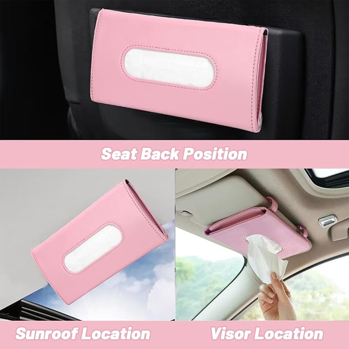 YVPSI Car Tissue Holder Sun Visor Napkin Holder with Tissue Car Mask Holder | PU Leather Tissue Box Tissue Box Holder Hanging Tissue Holder Mask Dispenser for car