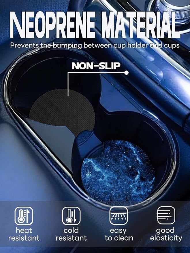 WOCOCN Car Coasters,Cup Holder Coasters for Car,2.75inch Anti Slip and Absorbent,Cute Automotive Interior Accessories for Cup Holder,Pack of 2 (Blue Sky-2)