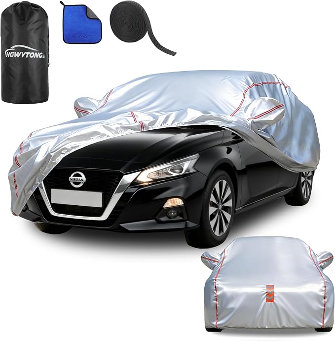 Waterproof All Weather Heavy Duty Vehicle Cover, 360° Underbody Wrap Windproof Design, Quick Install Outdoor Cover,（for Nissan Altima 2002-2025）