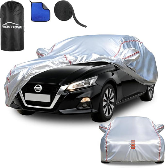 Waterproof All Weather Heavy Duty Vehicle Cover, 360° Underbody Wrap Windproof Design, Quick Install Outdoor Cover,（for Nissan Altima 2002-2025）