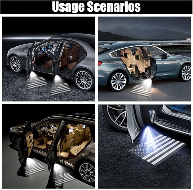 2PCS Car Door Lights Logo Projector, Wireless Car Door Logo Light, LED Welcome Courtesy Light Ghost Shadow Projector Lamp, Holeless Magnet Sensor Light Accessories