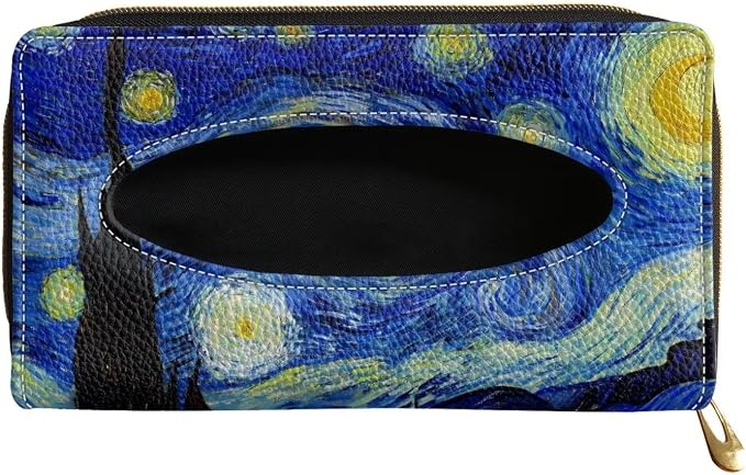 Sturdy PU Leather Visor Tissue Holder Car Sun Visor Tissue Box Holder Leather Napkin Holder Starry Night