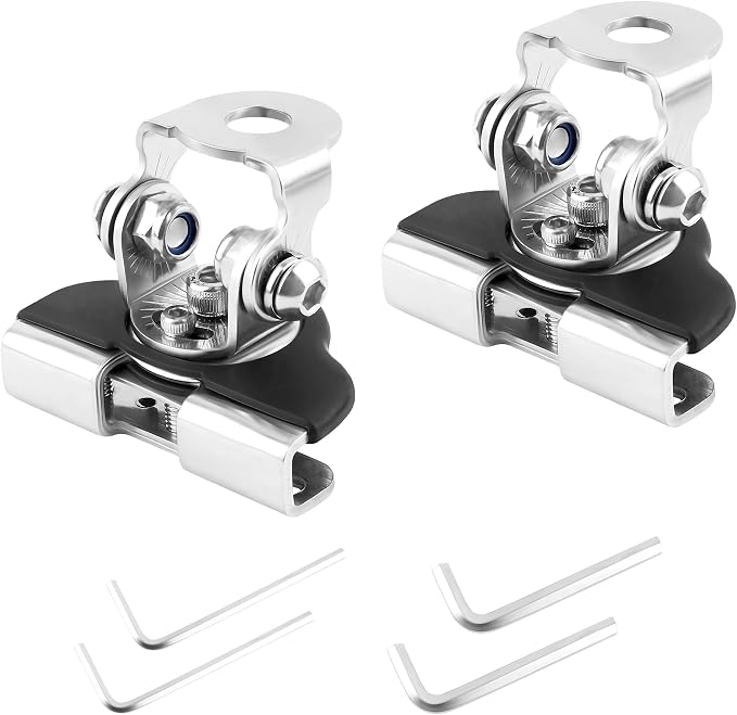 2PCS Car LED Light Bar Mounting Brackets with Hex Wrenches,Adjustable Car Accessories Hood Mount Light Brackets,Universal Car LED Grill Lights Bar Brackets for Car Truck SUV (Silver)
