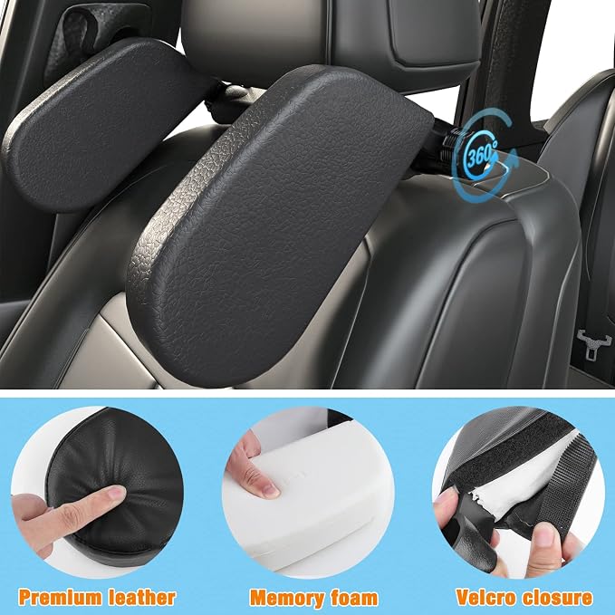 Upgraded Car Headrest Pillow, Head Support Neck Pillows, Only Suitable for Car Seat Headrest with Poles, Roadpal Adjustable Sleeping Headrest for Kids Adults Travel