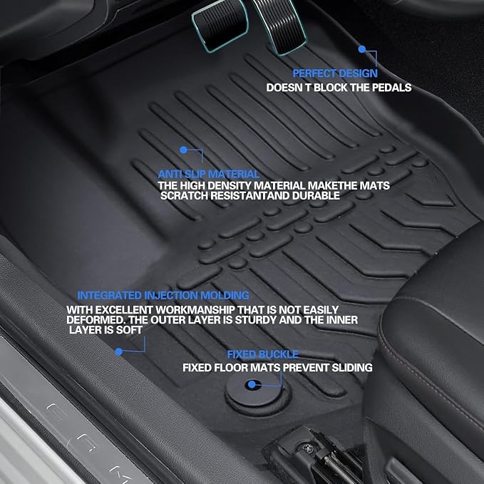All Weather Car Floor Mats for 12-17 Chevrolet Equinox 12-17 GMC Terrain/Terrain Denali TPE Rubber Full Set Includes 1st 2nd Row Front Floor Mat(for 12-17 Chevrolet Equinox/GMC)