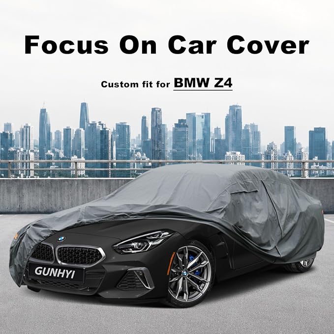 GUNHYI Premium Car Cover Custom Fit BMW Z4(2009-2026), 16 Layers Heavy Duty Car Cover Waterproof All Weather with Zipper Door for Sun Rain Snow Dust Uv Protection