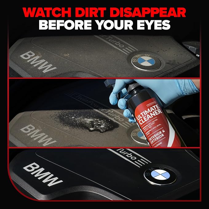Carfidant Car Interior Cleaner – Stain Remover & Odor Eliminator – No Residue Finish – Safe on Leather, Fabric, Carpet & Plastic – Detailing Spray with Microfiber Towel – 128oz