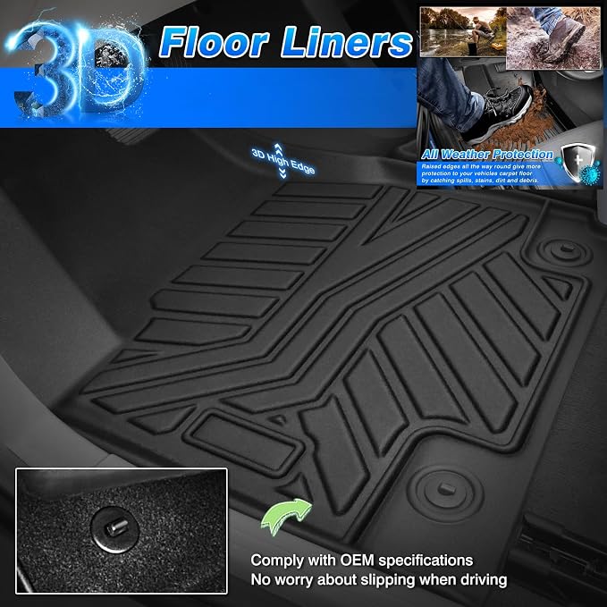 Cartist Floor Mats Custom Fit for Ford F150 Supercrew 2015-2026 (Include Lightning)(Only Fit Rear Bench Seat w/Under Seat Storage), Heavy Duty Car Mats for F-150 Accessories