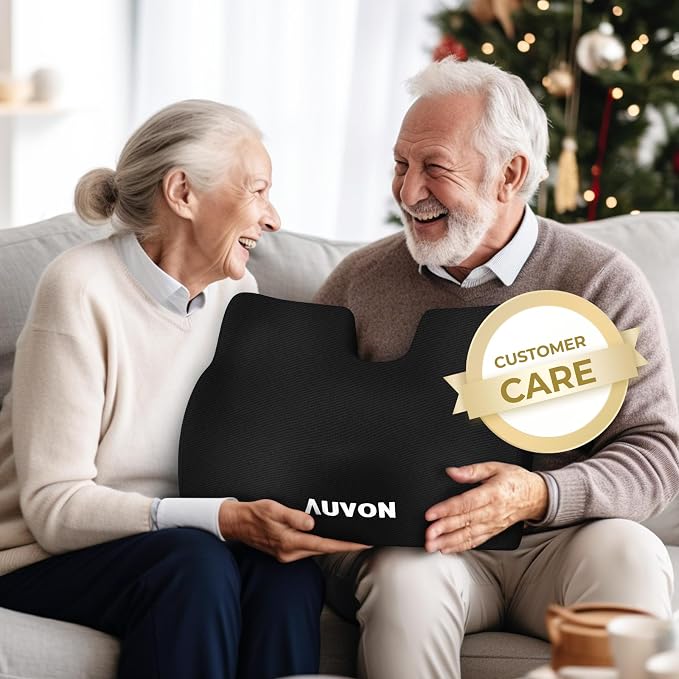 AUVON Anti-Slip Wheelchair Cushions with Front High Rear Low & Hump Design, Ergonomic Seat Cushion to Optimize Sitting Posture, Chair Cushions Relieve Sciatica, Back, Pressure Sore & Ulcer Pain | Ergonomic Chair Cushion with U-Cutout for Tailbone, Back...