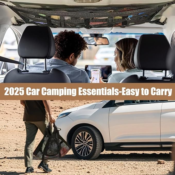 Car Ceiling Cargo Net Fits for 5th Gen Toyota 4Runner 2010-2024, Roof Storage Organizer Double-Layer Elastic Mesh High Capacity Sundries Holder Storage Solution