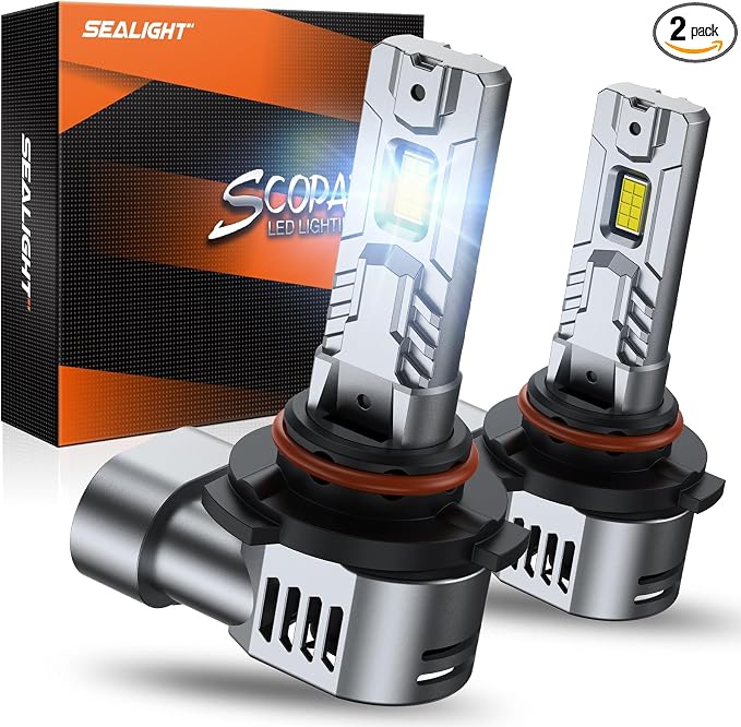 SEALIGHT 9006/HB4 LED Bulbs, 70,000LM 900% Super Bright 6500K Cool White, 1:1 Mini Size Wireless Fog Light Bulbs with Copper Tube Cooling, CANBUS Ready Plug-N-Play, Pack of 2