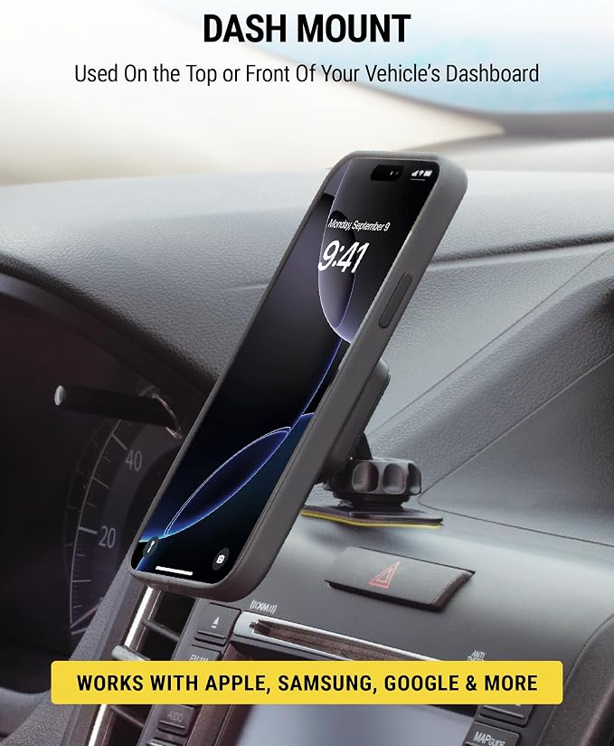 Scosche MAGKIT MagicMount Magnetic Car Phone Mount for Dashboard, 360° Adjustable Magnet Head, Universal Cell Phone Holder for Car, Compatible with iPhone, Samsung, and All Devices (Pack of 2)