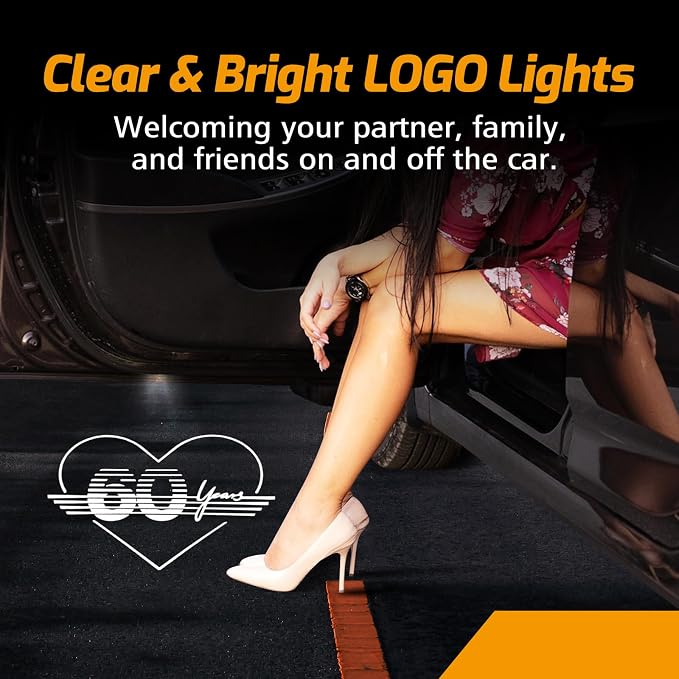 2Pcs Car Door Lights Projector for Clubman/Countryman/Paceman/Sports/Cooper R55 R56 R57 R58 R59 R60 R61 F55 F56 F57 Car Accessories - Ghost Shadow Welcome LED Puddle Lights (60)