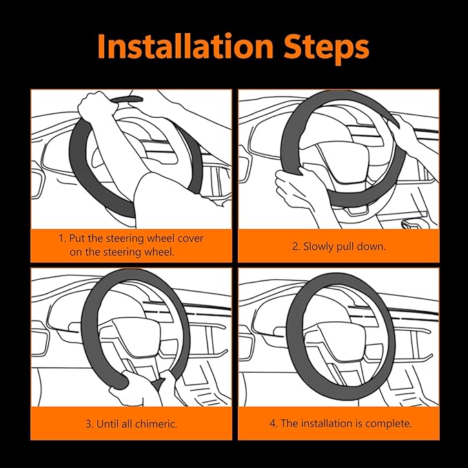 QODOLSI 1 Pack Car Breathable Steering Wheel Cover, Wear -Resistant Steering Wheel Sleeve, Carbon Fiber Non-Slip Steering Wheel Protector, Four Seasons Universal Steering Wheel Set (Circular)