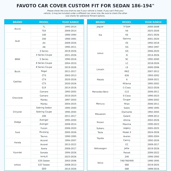 Favoto Hail Protector Car Cover Waterproof Sedan Car Cover | Hail Snow Rain Protection Padded Outdoor Heavy Duty with Reflective Strips Full Exterior Cover Fit for Sedans up to 194"