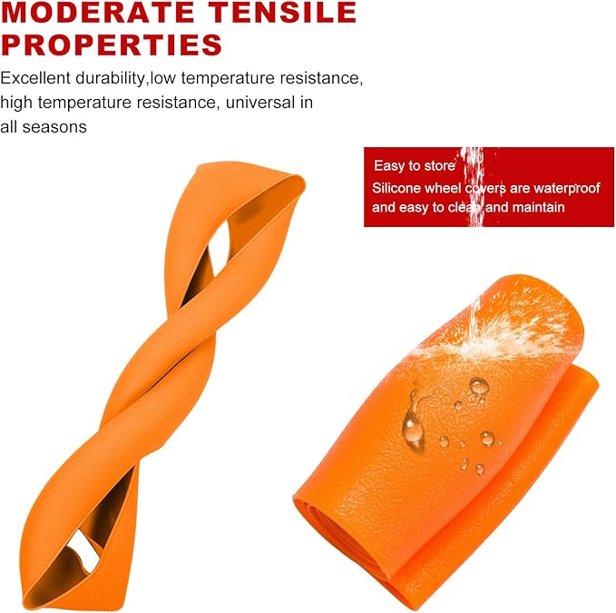 DXNQ Car Steering Wheel Cover, 13 to 14.17 inches Anti-Slip Silicone Steering Wheel Protector, Soft Flexible Shock-Absorbent Steering Wheel Protective Cover for Most Car Models (Orange)