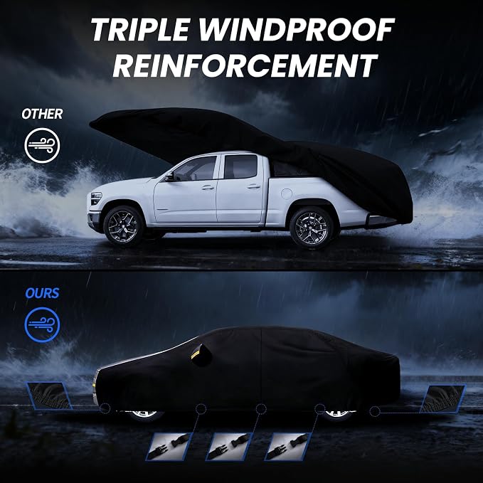 Multi-Layer Car Cover Custom Fit for Ford Fusion(205-2026), 100% Waterproof All Weather for Automobiles, Gift with Towel, Heavy Duty Car Covers for Rain Sun UV Protection with Door Zipper