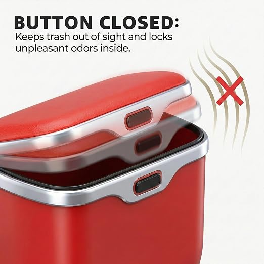 Hanging Car Trash Can, Leakproof Garbage Bin with Lid, Red | ABS Construction, Clip-On Door/Back Seat Pocket Mount, Waterproof Liner, Push-Top Opening, For Suvs, Trucks, Sedans, Vans