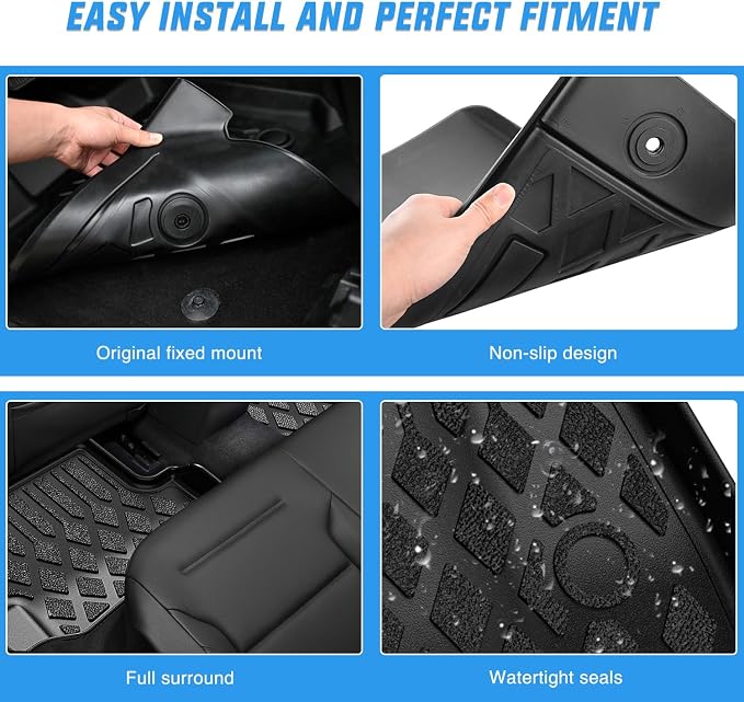 Nilight TPE Floor Mats for Ford Expedition Max Lincoln Navigator L 7 Seats 2025 2026 All Weather Custom Fit Heavy Duty Floor Liners