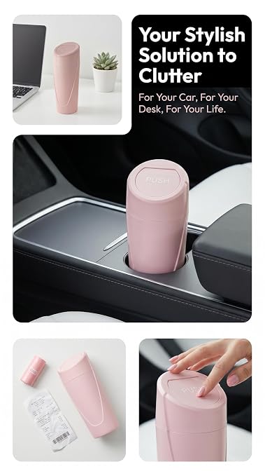 Car Trash Can, 2 Pack Leakproof Mini Garbage Bin with Lid, 40 Bags | Leakproof, Mini Car Garbage Bin, With Lid