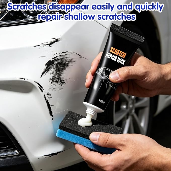 1pc Scratch Remover For Vehicles, 2026New Car Scratch Remover Wax,general car scratch repair wax, works on cars, trucks, SUV,includes wiping cloth and sponge (1 set)