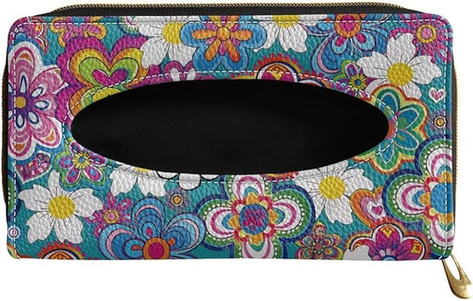 Cartoon Hippie Flower Car Visor Napkin Holder Mask Holder Car Sun Visor Napkin Holder Car Standard Tissue Holder