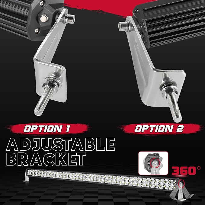 OFFROADTOWN LED Light Bar Side Mounting Brackets Universal Mounts Kit for Straight or Curved LED Light Bar Side-Mounted L-Shape for 6 inch up to 54 inch (Pack of 2)