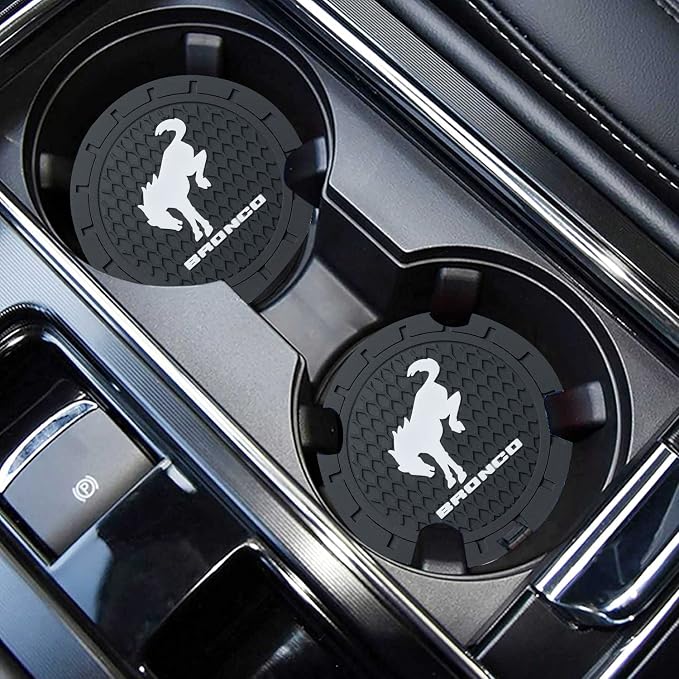 Car Cup Holder Coaster for Ford Bronco Sport Recessed Silicone Cupholder Coaster Interior Accessories 2.75in 2Pack Black