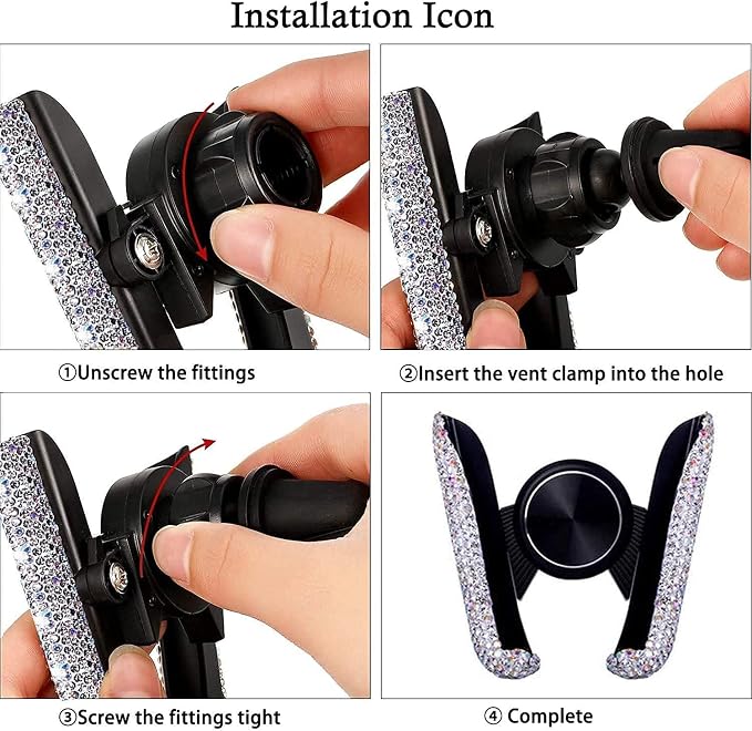 SUNCARACCL Bling Car Phone Holder, 360 Degrees Adjustable Crystal Auto Mount Holder for Dashboard,Windshield and Air Vent (Pink)