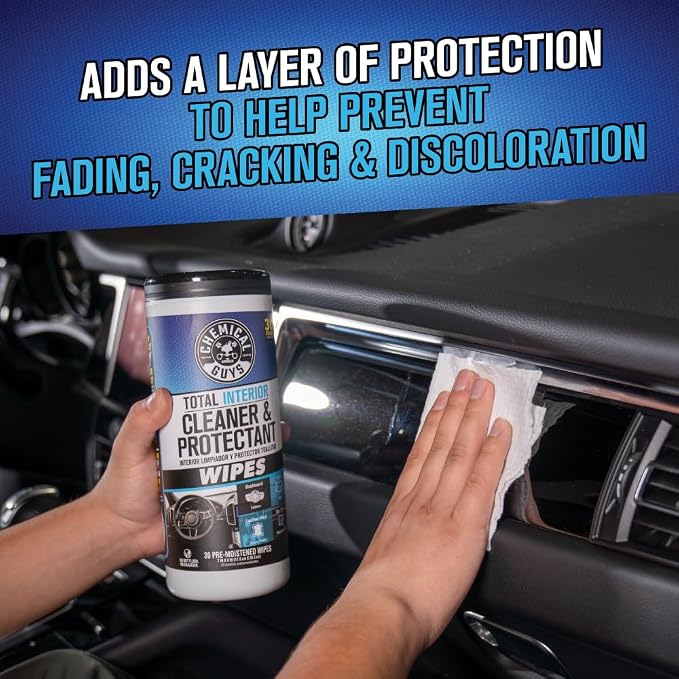 Chemical Guys Total Interior Cleaner & Protectant Canister Wipes, Great for Cars, Trucks, SUVs, RVs, & More (30 Ct) - PMWCSPI22030