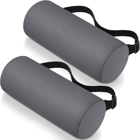 Wenqik 2 Pcs Lumbar Roll Support Pillow Low Back Lumbar Support Office Seat Cushion with Adjustable Strap and Washable Cover for Travel Gaming Chair Car Seat Pain Relief(Grey)