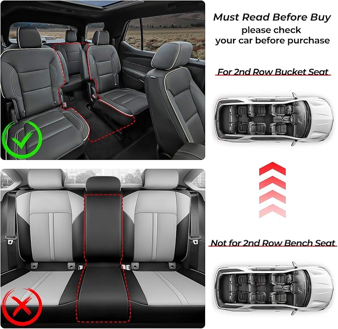 AUXKO All Weather Floor Mats & Cargo Mat for 2026 2025-2021 Chevrolet Tahoe & GMC Yukon(Not XL) & Cadillac Escalade 7 Seat 2 Row Bucket Seat Accessories Odorless Anti-Slip Liner Black