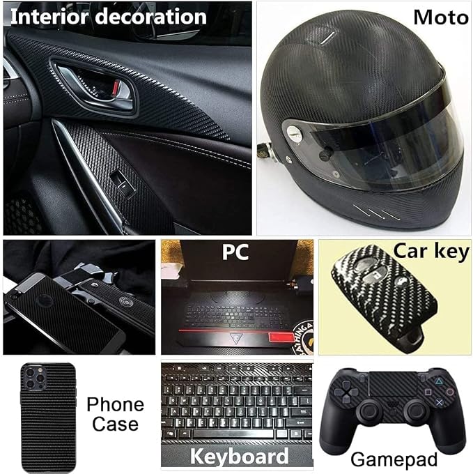 Lypumso Carbon Fiber Vinyl Wrap 6D Gloss Black, Self Adhesive Car Wrap Film with Air Release Technology, Automotive DIY Vinyl Sticker for Vehicle Interior & Exterior (Black, 1ft x 10ft)