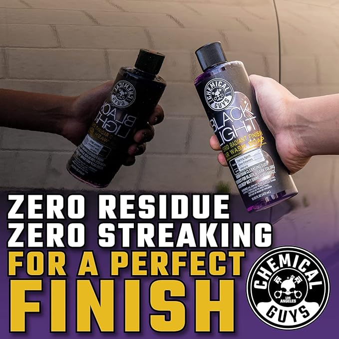 Chemical Guys, Black Light Hybrid Radiant Finish Car Wash Soap, 2 x 16 oz | Gloss-enhancing pH-balanced soap cleans and deepens shine on dark paint, gentle in cannons, guns or buckets