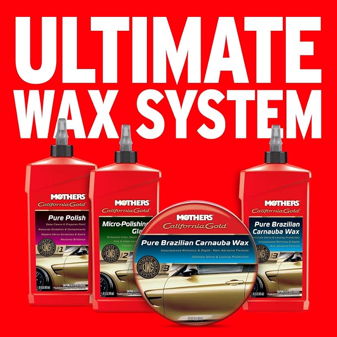 Mothers California Gold Pure Brazilian Carnauba Wax, 12 oz. Paste (05550) | Ultimate Wax System Step 3, Delivers Deep Shine & Long-Lasting Protection, Enhances Richness & Depth for All Paints
