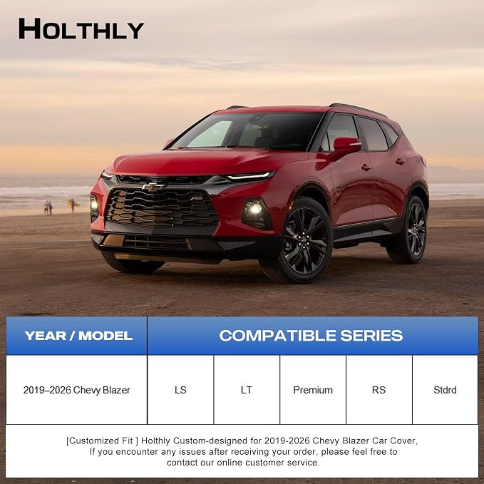 10 Layers SUV Car Cover Custom Fit for Chevrolet Chevy Blazer (2019-2026), Waterproof All Weather for Automobiles, Outdoor Full Cover Sun Dust Rain Protection with Cotton. Black