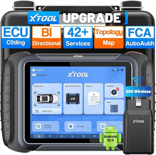 XTOOL D8W Wireless Bidirectional Scan Tool, AI-Assisted OBD2 Scanner with Topology, 3-Year Updates, ECU C0ding, PMI, 42+ Resets, Full Diagnostic Scanner for Car, Crankshaft Relearn, FCA/CAN FD/DoIP