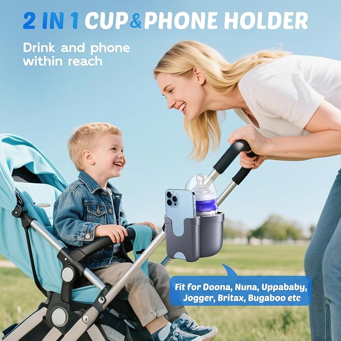 2-Pack Cup Holder for Walker: Wheelchair Cup Holder for Seniors and Adults | Bike/Rollator/Scooter/Golf Cart Stroller Accessories, Fits Uppababy, Nuna, Doona, Baby Travel Essentials, Gifts for New Mom