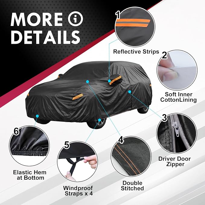 Compact SUV Car Cover Fit for Jeep Compass, Audi Q3/Q4, BMW X1/X2, Nissan Kicks Rogue Sport, Subaru Crosstrek Forester, Toyota Corolla Cross RAV4, Mazda CX5