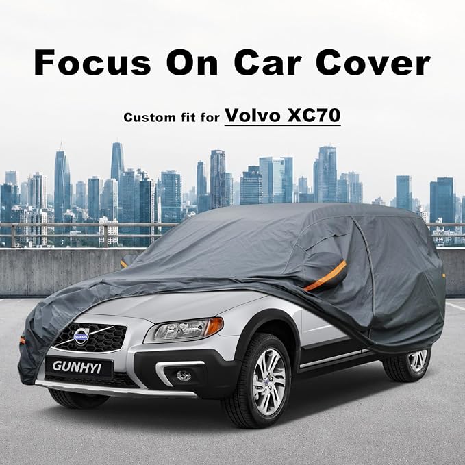 GUNHYI Premium Car Cover Custom Fit Volvo XC70, 16 Layers Heavy Duty Car Cover Waterproof All Weather with Zipper Door for Sun Rain Snow Dust Uv Protection