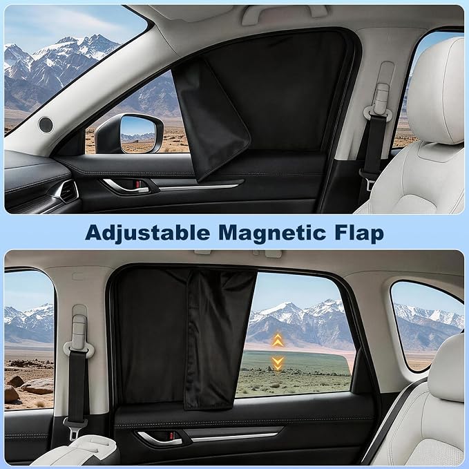 ZATOOTO Magnetic Car Window Shade 2 Pack Car Shades for Rear Windows | Car Privacy Curtain UV Block Window Shade, Universal Size for Vehicle Rear Window Shade for Baby, For Sleeping