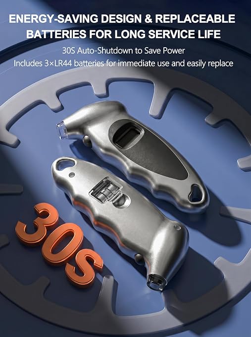 Digital Tire Pressure Gauge 150 PSI, Accurate in 0.1 Increments,1 Pack Tire Pressure Gauge with Backlight LCD, 4 Units (PSI/Bar/Kgf/cm²/KPA) Applicable to Car Truck Bicycle, Silver