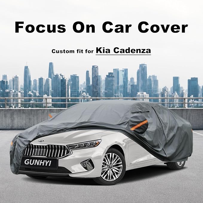 GUNHYI Premium Car Cover Custom Fit Kia Cadenza, 16 Layers Heavy Duty Car Cover Waterproof All Weather with Zipper Door for Sun Rain Snow Dust Uv Protection