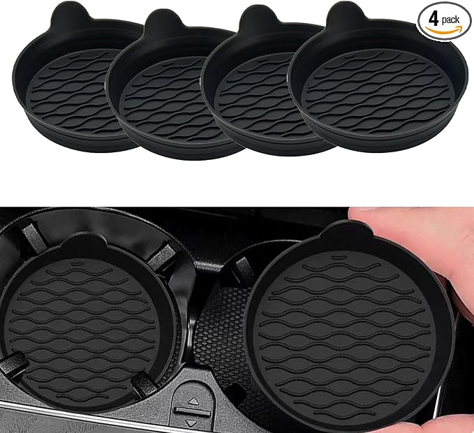 4 PCS Car Cup Holder Coaster Car Cup Holder Anti-Rattle Mat Anti-Slip Cup Holder Portable Cup Holder Insert for Man and Women