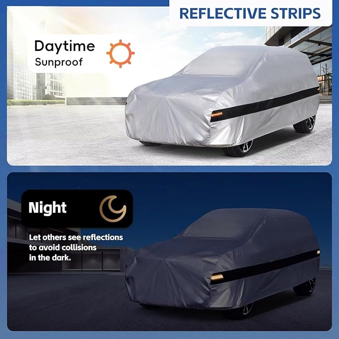 10 Layers SUV Car Cover Custom Fit for Nissan Armada (2003-2026), Waterproof All Weather for Automobiles, Outdoor Full Cover Sun Dust Rain Protection with Cotton. Silver