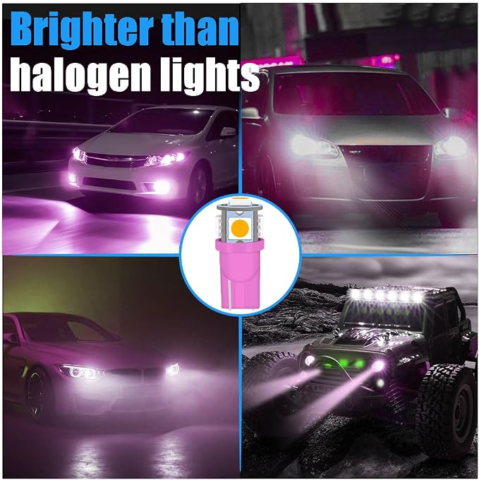 smilfuy 2PCS T10 194 LED Bulbs Tag Lights for License Plate, 6000K Pink | Wedge 168 T10 2825 5SMD 5050 Chips LED Bulb, 12V Bulb Replacement for Car Interior Dome Map Door Courtesy License Plate Light