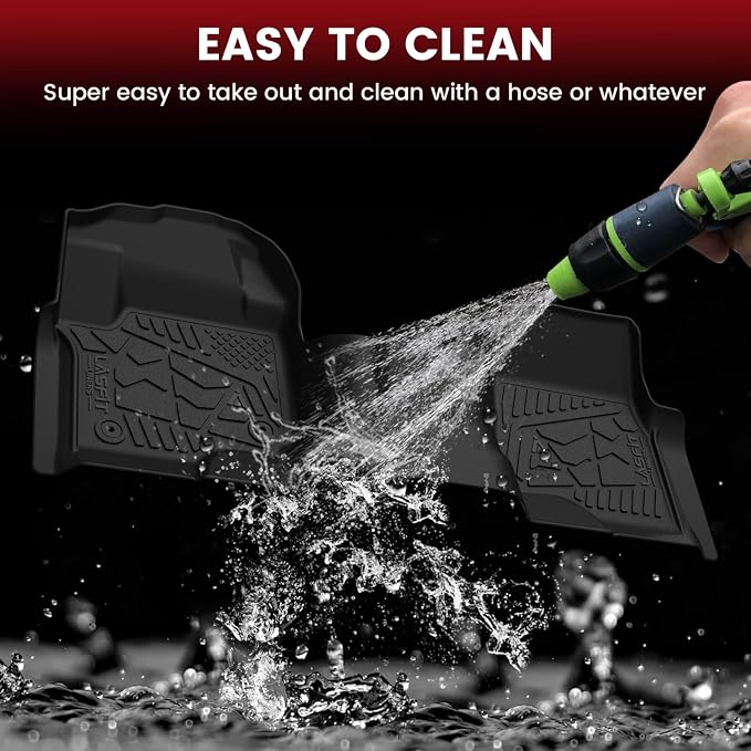 LASFIT Floor Mats Crew F250 2017-2026 Bench Seats 2nd Row Without Storage | Floor Mats for Ford F250 F350 F450 All Weather Only Fit Carpet Floor Super Duty TPE Car Floor Liner, 1st&2nd Row