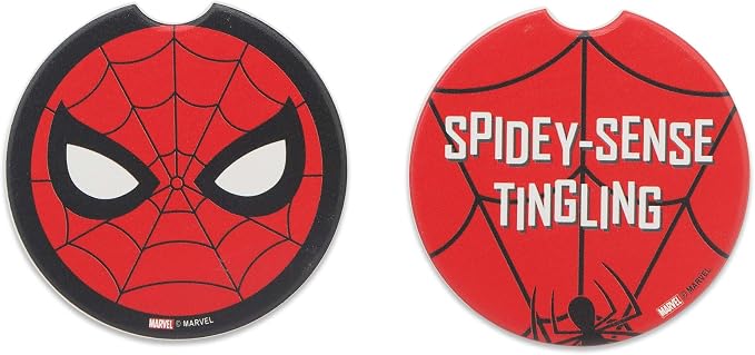 Marvel Spider-Man Spidey-Sense Ceramic Car Coasters | Fun Auto Coasters, Set of 2 - Great Gift Idea