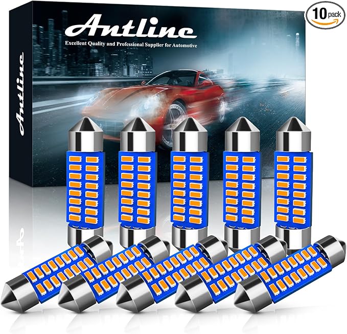 Antline 6418 6411 DE3425 C5W DE3423 36MM 1.42”LED Bulb Amber Yellow, Super Bright Canbus Error Free 12 Volt Replacements for Interior Dome Map Vanity Mirror Sun Visor Lights (Pack of 10)
